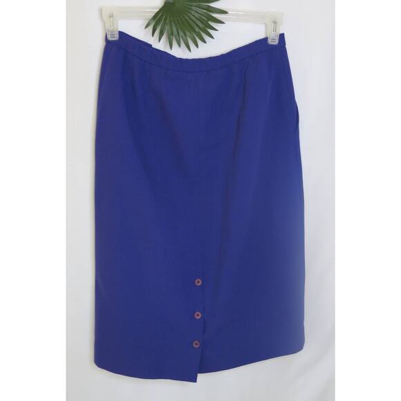 FASHION STAR Vintage Long Skirt Size 12 Lined Pleats Pockets Buttons Purple - Picture 3 of 12